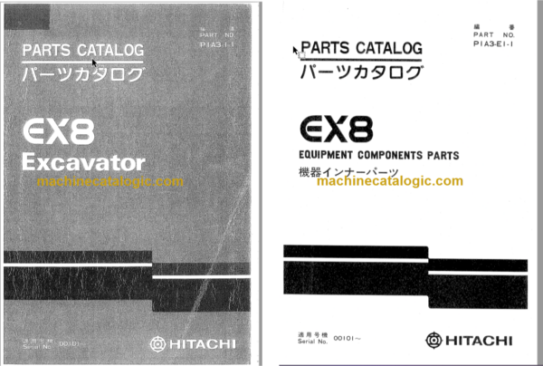 Hitachi EX8 Excavator Parts Catalog & Equipment Components Parts Catalog