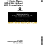 John Deere 5E Blower 113 Hedge Clipper 110G 210G 240G and 260G Trimmer Cutters Technical Manual (TM1430)