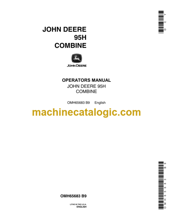 John Deere 95H Combines Operator's Manual John Deere (OMH65683)