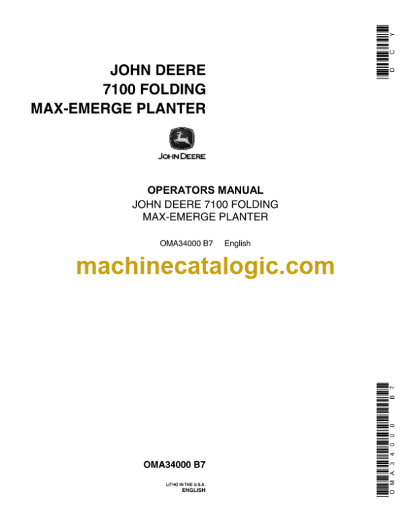 John Deere 7100 Folding Max-Emerge Planter Operator's Manual (OMA34000)