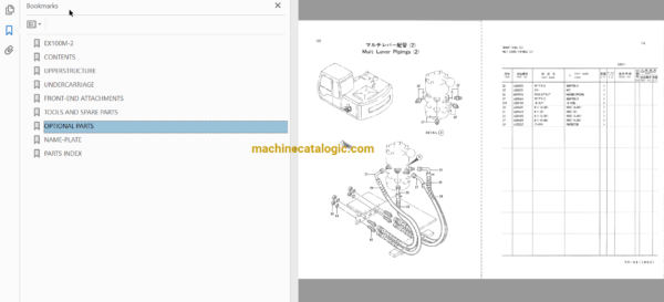 Hitachi EX100M-2 Excavator Parts Catalog & Equipment Components Parts Catalog