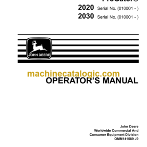 John Deere 2020 2030 Utility Vehicle ProGator Operator's Manual (OMM141589J9)