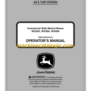 John Deere WG32A, WG36A, WG48A Commercial Walk Behind Mower Operator's Manual (OMTCU33418)