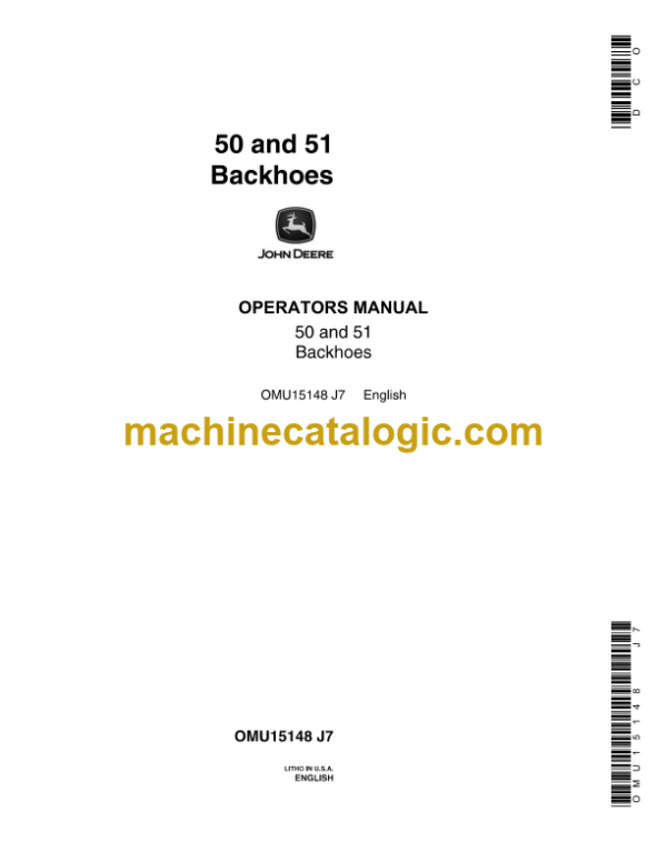 John Deere 50 and 51 Backhoes Operator's Manual (OMU15148)