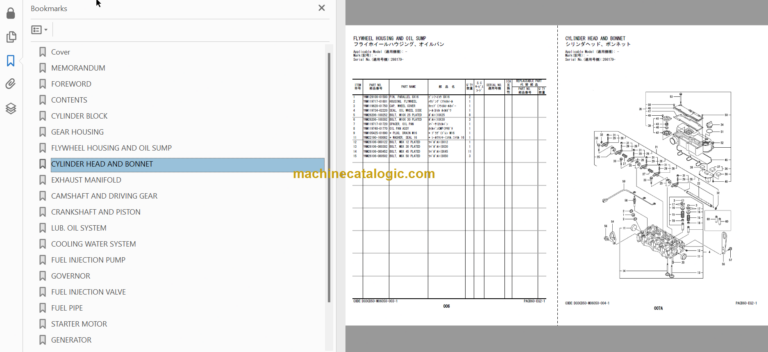 Hitachi ZX26U-5N Hydraulic Excavator Parts Catalog & Equipment Components & Engine Parts Catalog