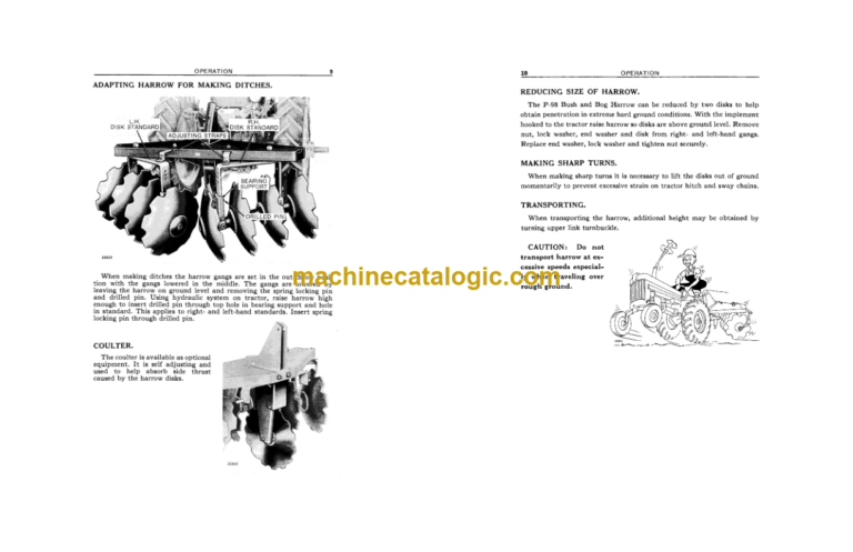 John Deere P-98 Series Integral Bush and Bog Harrow Operator's Manual (OMW26853)