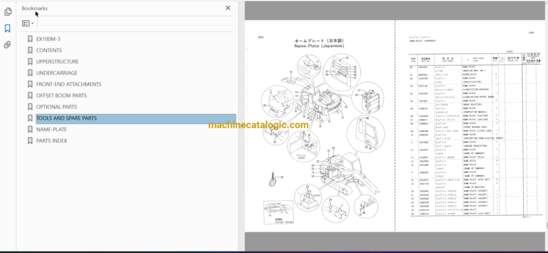 Hitachi EX100M-3 Excavator Parts Catalog & Equipment Components Parts Catalog