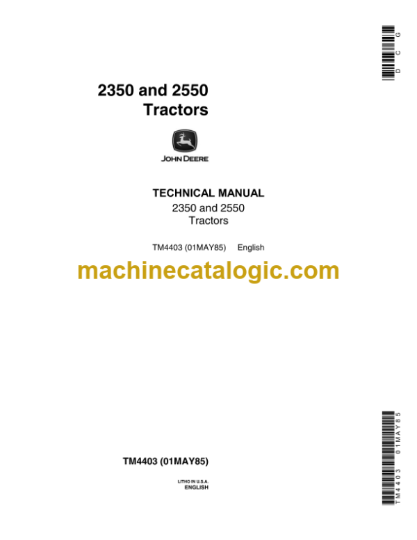 John Deere 2350 and 2550 Tractors Technical Manual (TM4403)