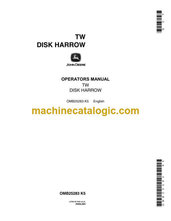 John Deere TW Disk Harrow Operator's Manual (OMB25283)