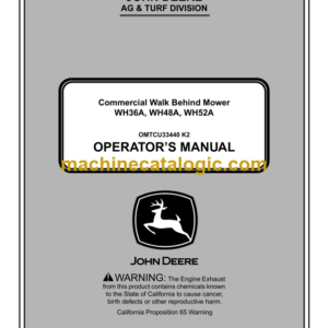 John Deere WH36A, WH48A, WH52A Commercial Walk Behind Mower Operator's Manual (OMTCU33440_K2)