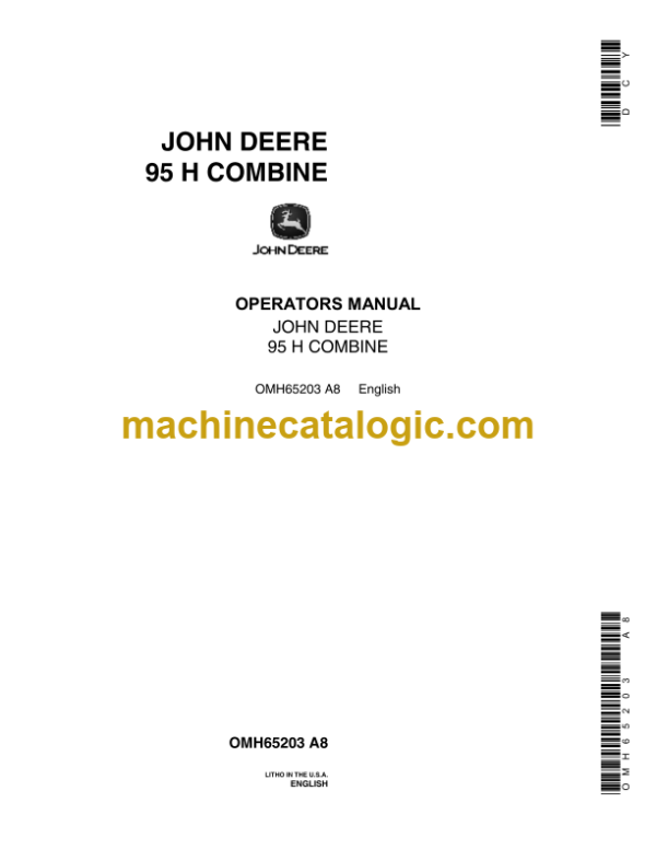 John Deere 95H Combine Operator's Manual (OMH65203)