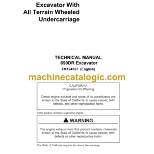 John Deere 690DR Excavator With All Terrain Wheeled Undercarriage Technical Manual (TM124557)