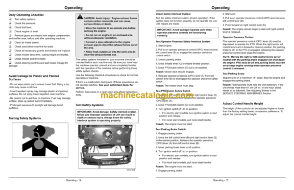 John Deere WH36A, WH48A, WH52A Commercial Walk Behind Mower Operator's Manual (OMTCU33440_K2)