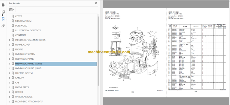 Hitachi ZX26U-6 Hydraulic Excavator Parts Catalog & Equipment Components & Engine Parts Catalog