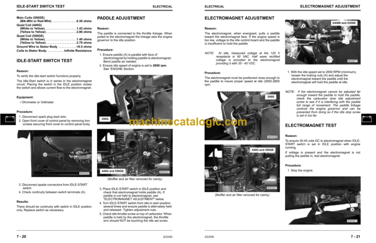 John Deere 250G 440G 550GE G2500K G4400K G5500K and G5500KE Generators Technical Manual (TM1791)