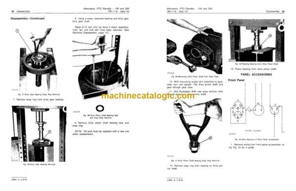 John Deere 15K and 25K PTO Standby Alternators Technical Manual (TM1119)