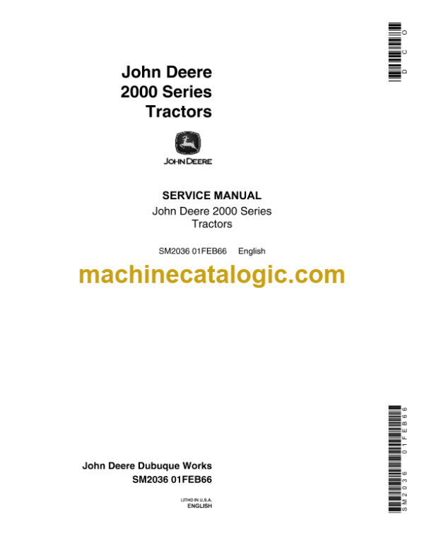 John Deere 2000 Series Tractors Service Manual (SM2036)