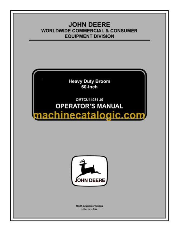 John Deere Heavy Duty Broom 60-lnch Operator's Manual (OMTCU14081J0)