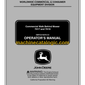 John Deere 7H17 and 7H19 Commercial Walk Behind Mower Operator's Manual (OMTCU18370C4)