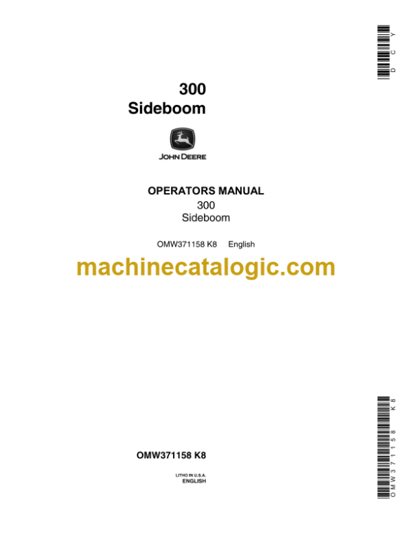 John Deere 300 Sideboom Operator's Manual (OMW371158)