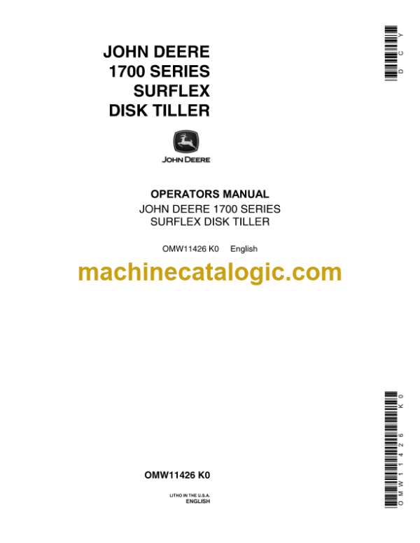 John Deere 1700 Series Surflex Disk Tiller Operator's Manual (OMW11426)