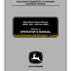 John Deere JS60H, JS61, JS63 and JS63C Walk-Behind Rotary Mowers Operator's Manual (OMGX21222J2)