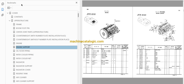 Hitachi ZX210W Wheeled Excavator Parts and Equipment Components Parts Catalog