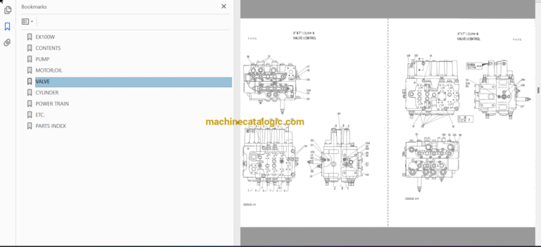 Hitachi EX100W Wheeled Hydraulic Excavator Parts Catalog & Equipment Components Parts Catalog