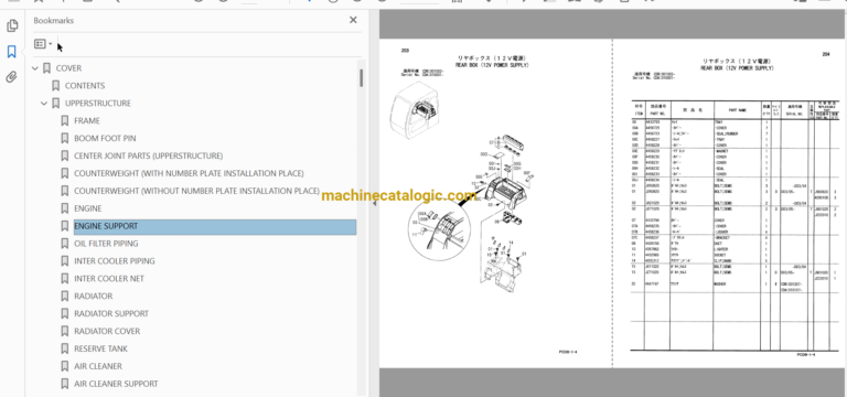 Hitachi ZX210W Wheeled Excavator Parts and Equipment Components Parts Catalog