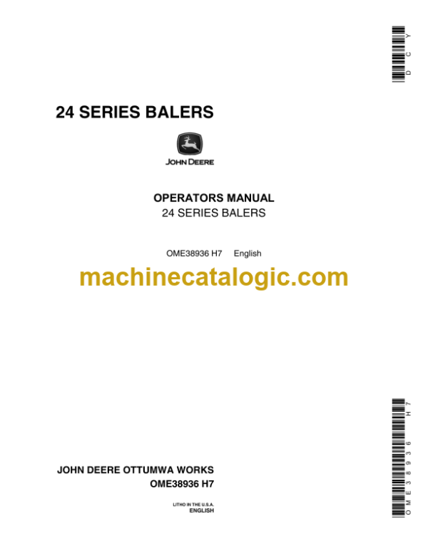 John Deere 24 Series Balers Operator's Manual (OME38936)