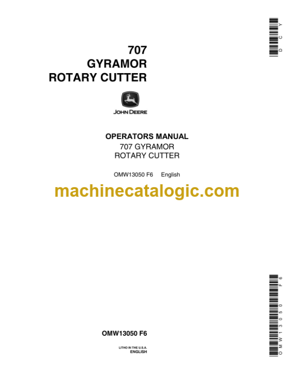 John Deere 707 Gyramor Rotary Cutter Operator's Manual (OMW13050)