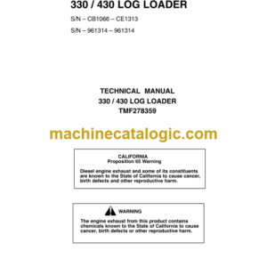John Deere 330 430 Log Loader Technical Manual (TMF278359)