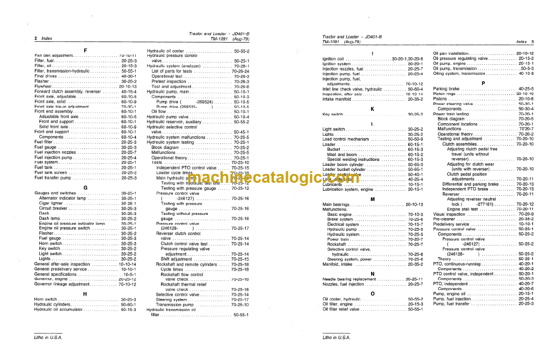 John Deere JD401-B Tractor and Loader Technical Manual (TM1091)