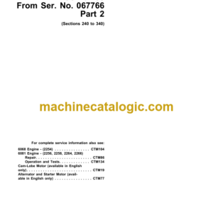 John Deere 2254, 2256, 2258, 2264 and 2266 Combines Technical Manual (TM4594)
