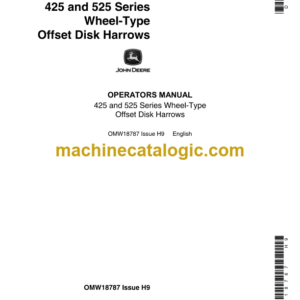 John Deere 425 and 525 Series Wheel-Type Offset Disk Harrows Operator's Manual (OMW18787)