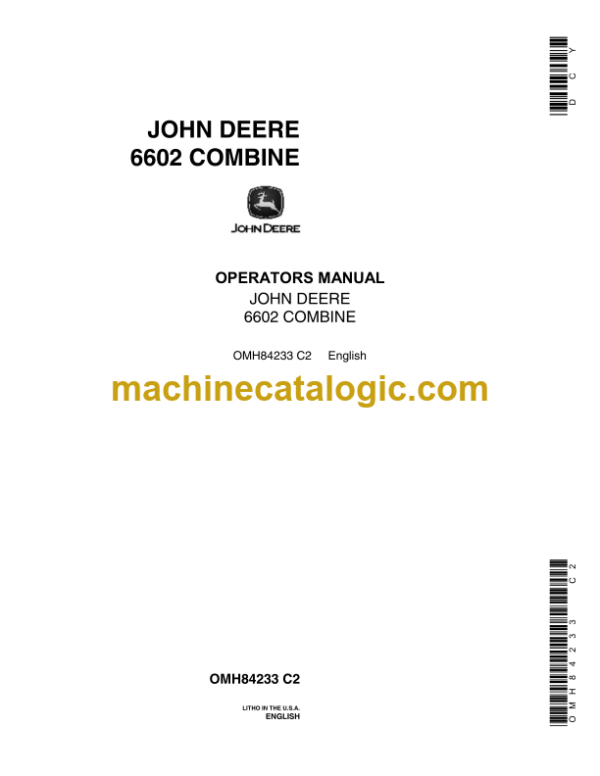 John Deere 6602 Combines Operator's Manual (OMH84233)