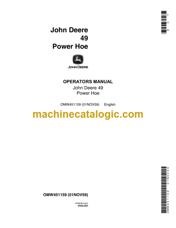 John Deere 49 Power Hoe Operator's Manual (OMW451159)
