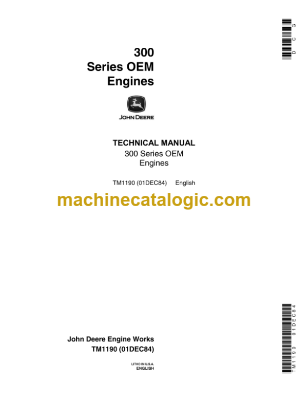 John Deere 300 Series OEM Engines Technical Manual (TM1190)