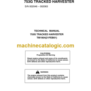 John Deere 753G Tracked Harvester Technical Manual (TM1954)