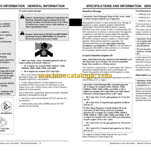 John Deere CS36, CS36LE, CS40, CS40LE, CS46, CS52, CS56, CS62, CS71, CS81 Chainsaws Technical Manual (TM1917)