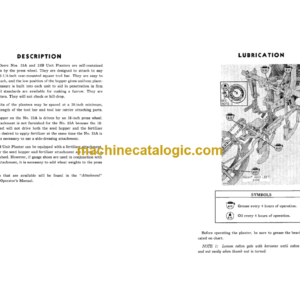 John Deere NOS. 23A and 23B Unit Planters Cotton and Corn for Rear Mounted Tool Bars Operator’s Manual (OMB461255)