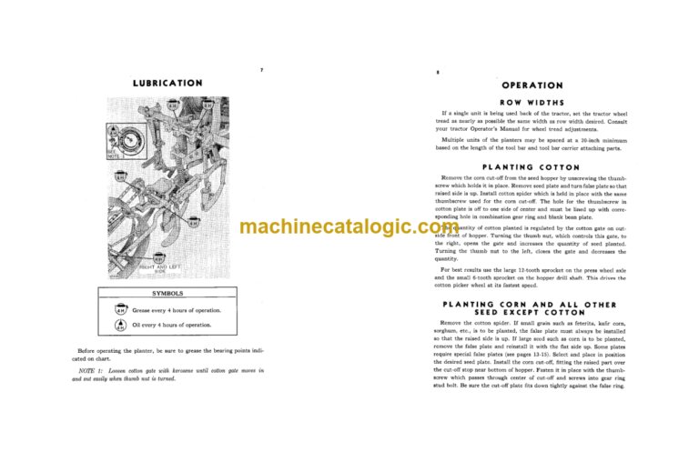 John Deere NOS. 23A and 23B Unit Planters Cotton and Corn for Rear Mounted Tool Bars Operator's Manual (OMB461255)
