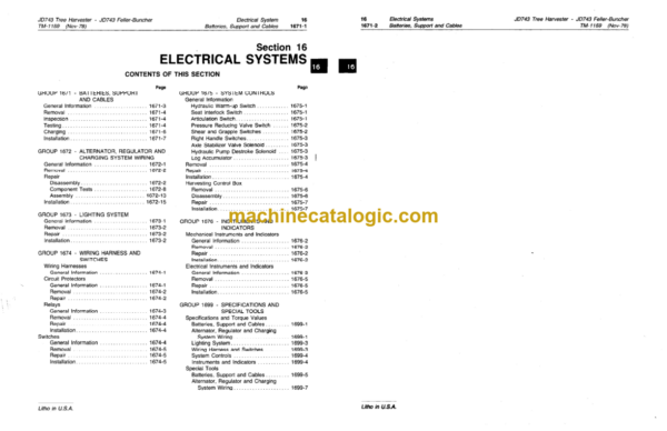 John Deere JD743 Tree Harvester and Feller-Buncher Technical Manual (TM1159)