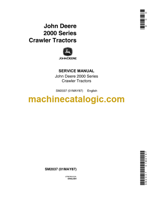 John Deere 2000 Series Crawler Tractors Service Manual (SM2037)