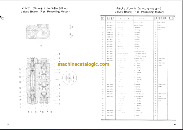 Hitachi UH05D Parts List & Equipment Components Parts Catalog