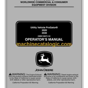 John Deere 2020 Utility Vehicle ProGator Operator's Manual (OMM149075H2)