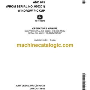 John Deere 630 and 645 Windrow Pickup Operator's Manual (OMCC42128)