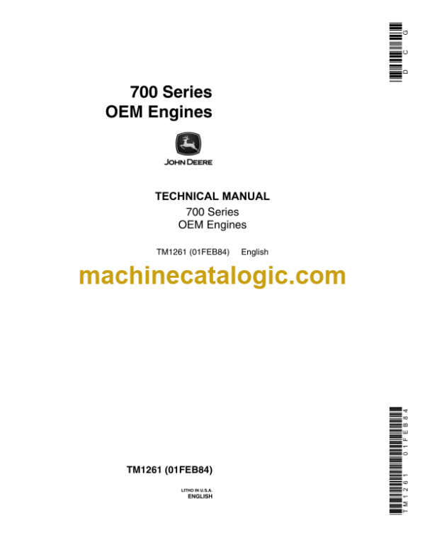 John Deere 700 Series OEM Engines Technical Manual (TM1261)