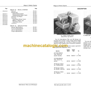 John Deere Walk-Behind Tillers and 5B Sprayer Technical Manual (TM1233)