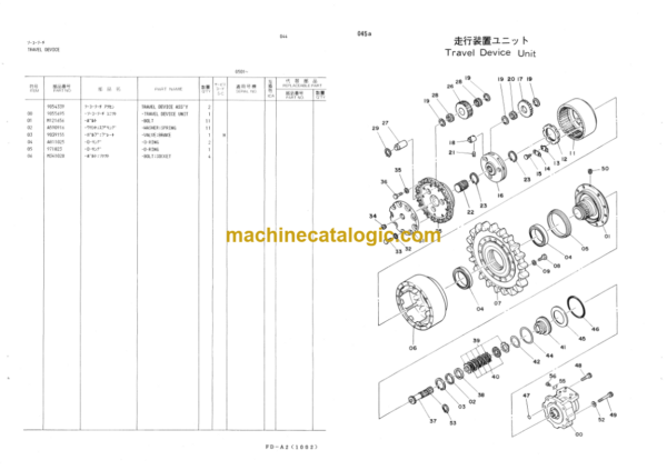 Hitachi UH043 Hydraulic Excavator Parts Catalog
